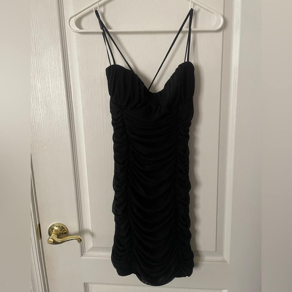 A Love Like You Black Ruched Mini Dress Small